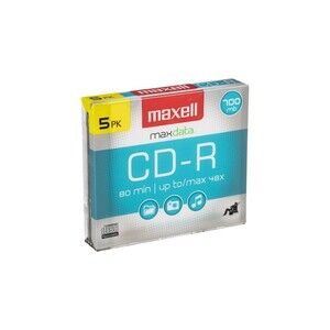 Maxwell CD-R Computer Use Write Once Single Sided Up To 48x 700MB 80 min 5 pack